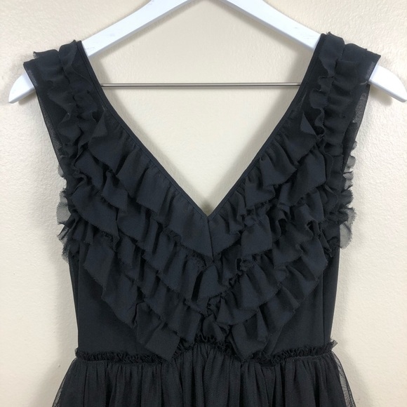 Keepsake Black Ruffle Tiered Mini Dress Size 2 - Picture 2 of 13